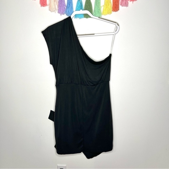 Lulus Hit the Town Black One Shoulder Tulip Mini Dress Size XL - Picture 9 of 16